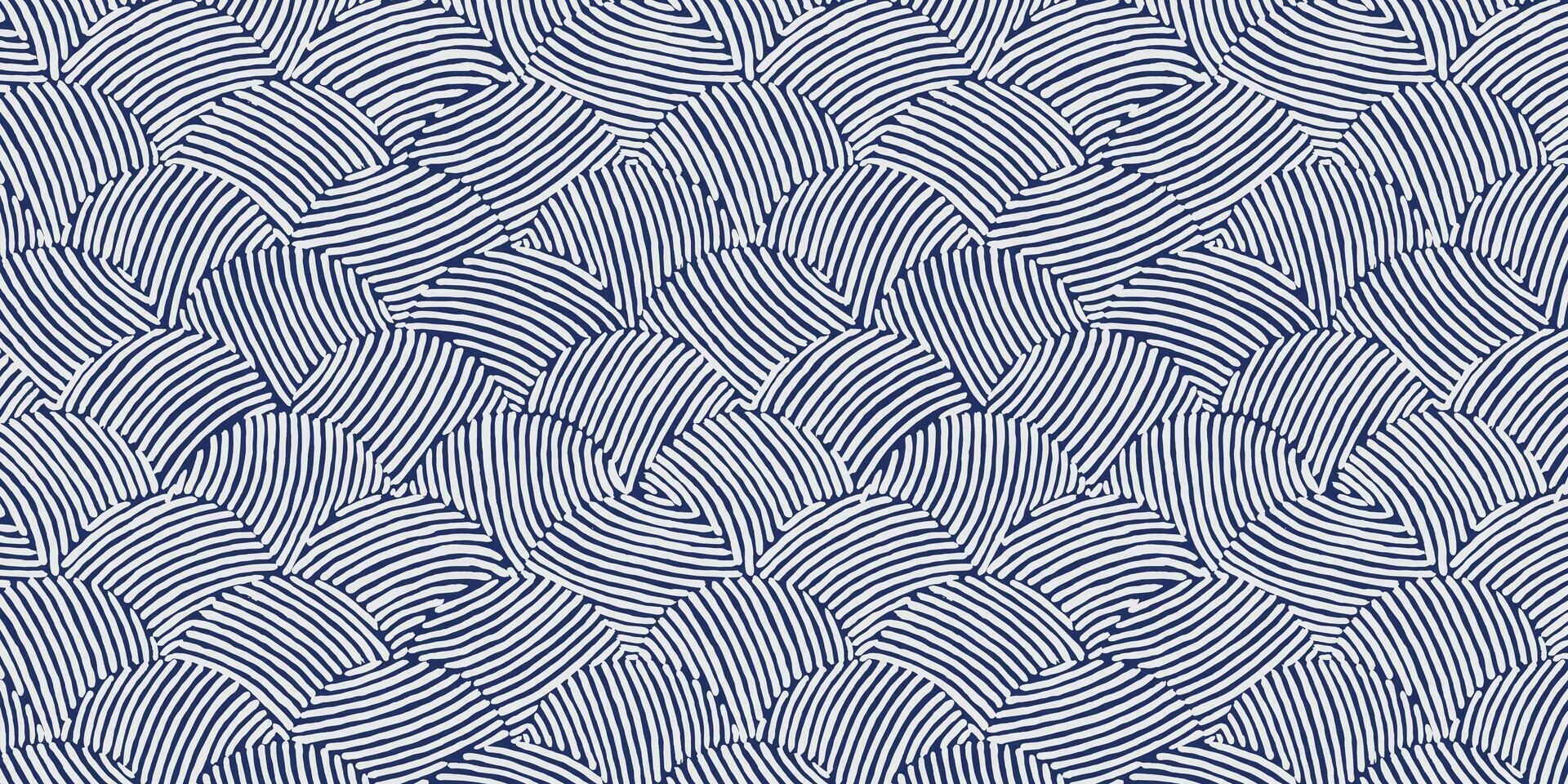 Crafted hand drawn brush line abstract traditional Japanese wave pattern, Ethnic folk wood carving, engraving, weaving, sculpting textured background for textile, carpet, stationary vector