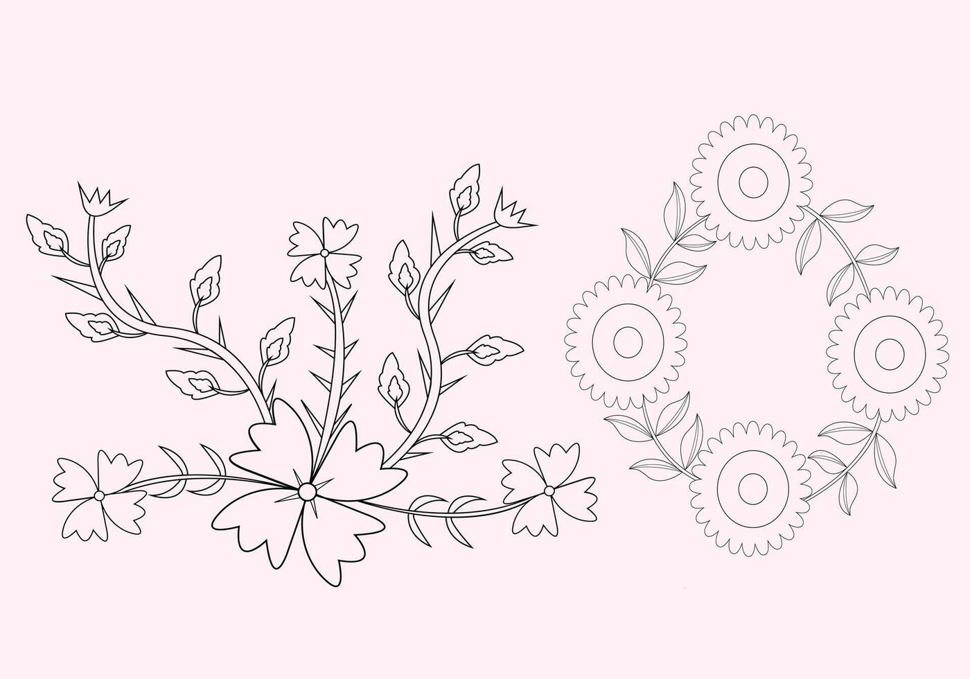 Outline floral pattern bundle, Floral pattern seamless embroidery white background vector