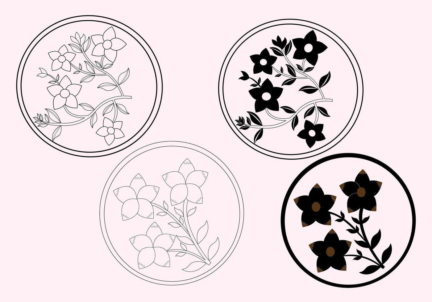 Kid Coloring Page Flower with leaves Design For Educational Element vector