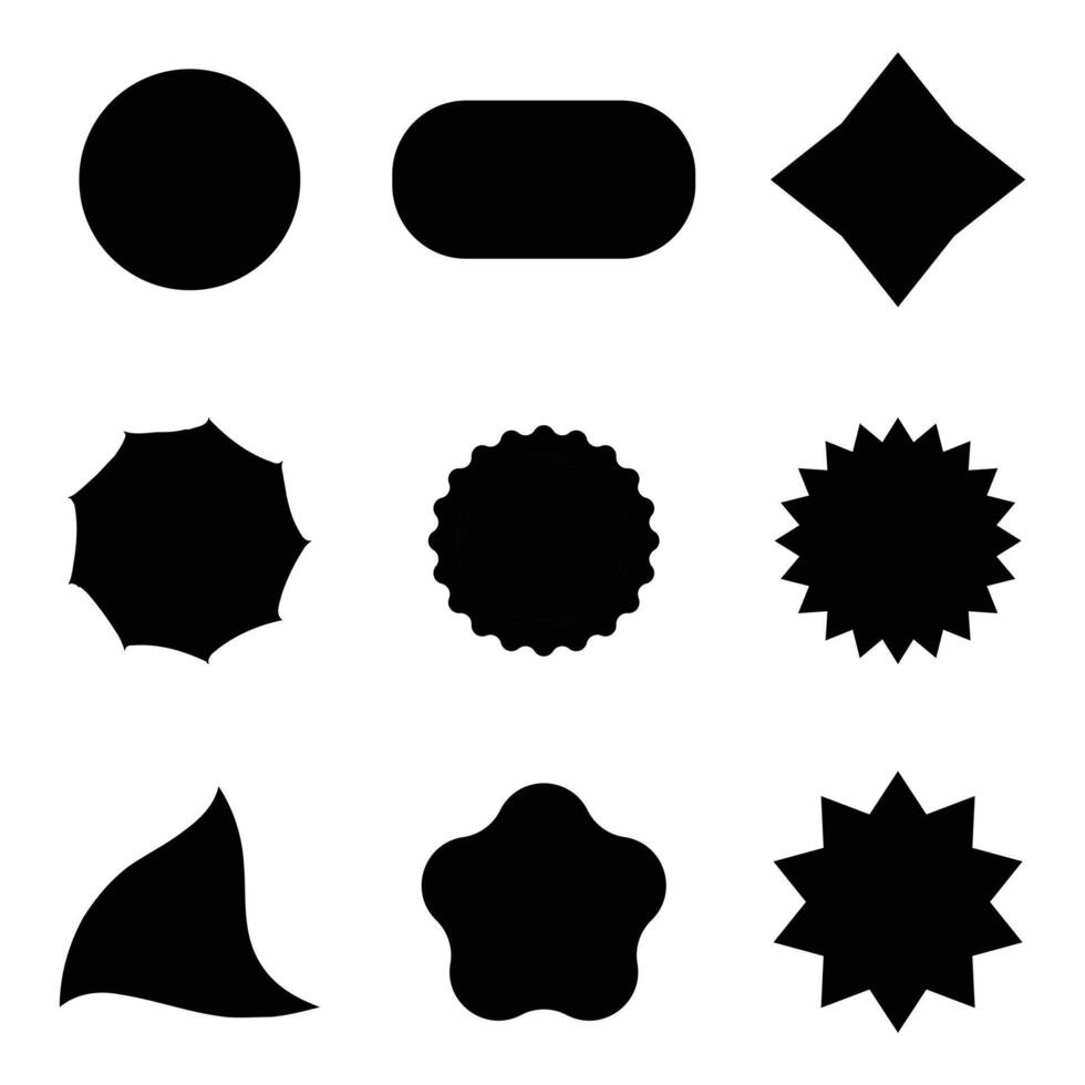 Collection of black trade labels and shape design vector
