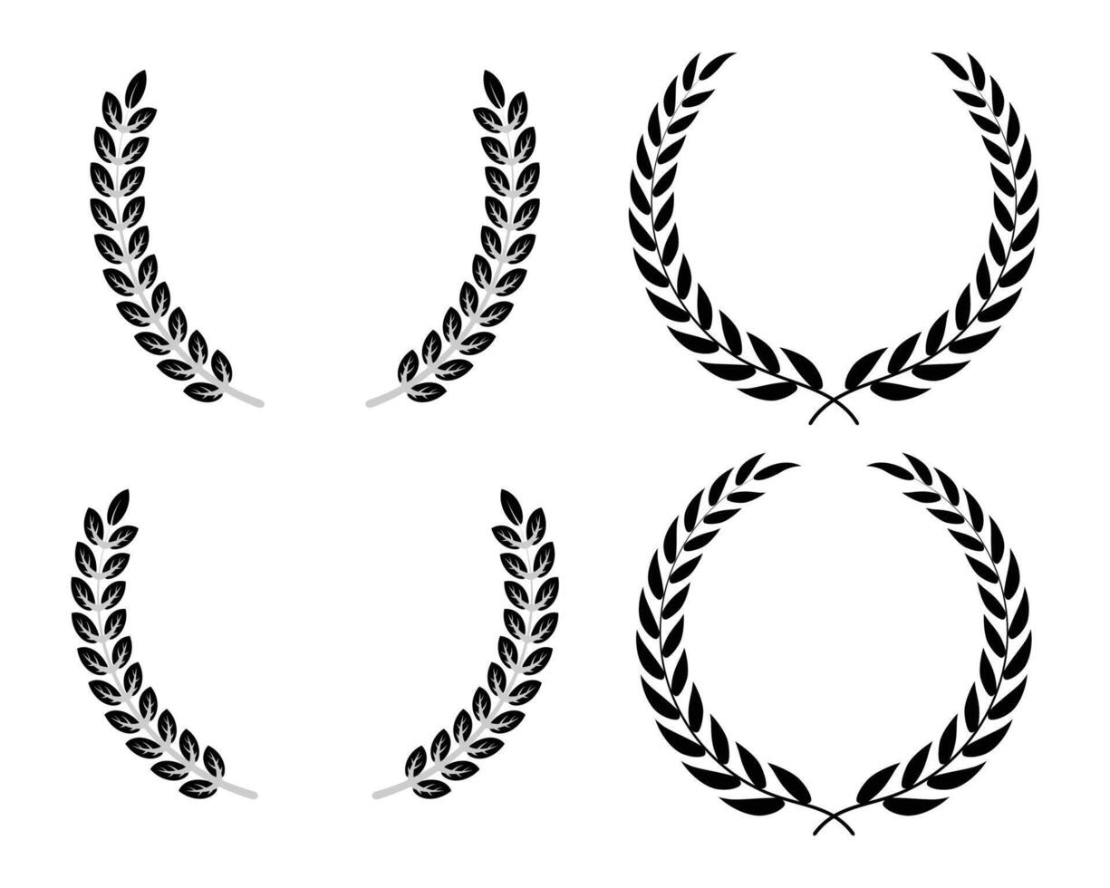 Round black Laurel foliate circular set vector