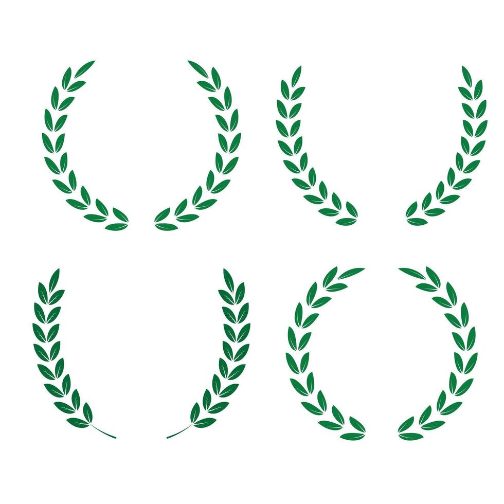 Laurel green leaf wreaths elements set design vector