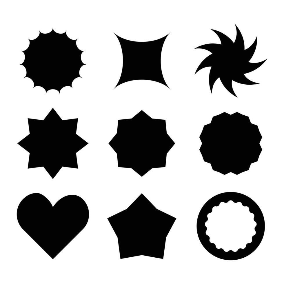 Black star and badges promotional labels package vector