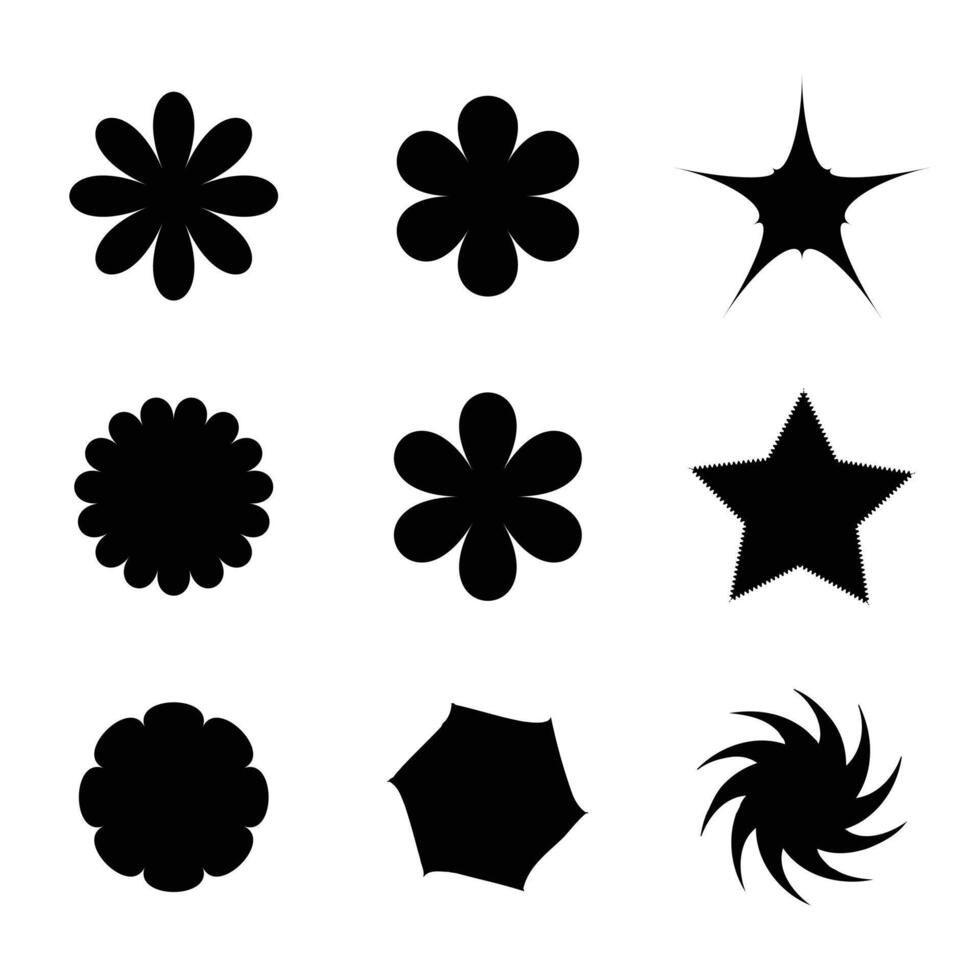 Set of flower shapes Polygonal elements vector