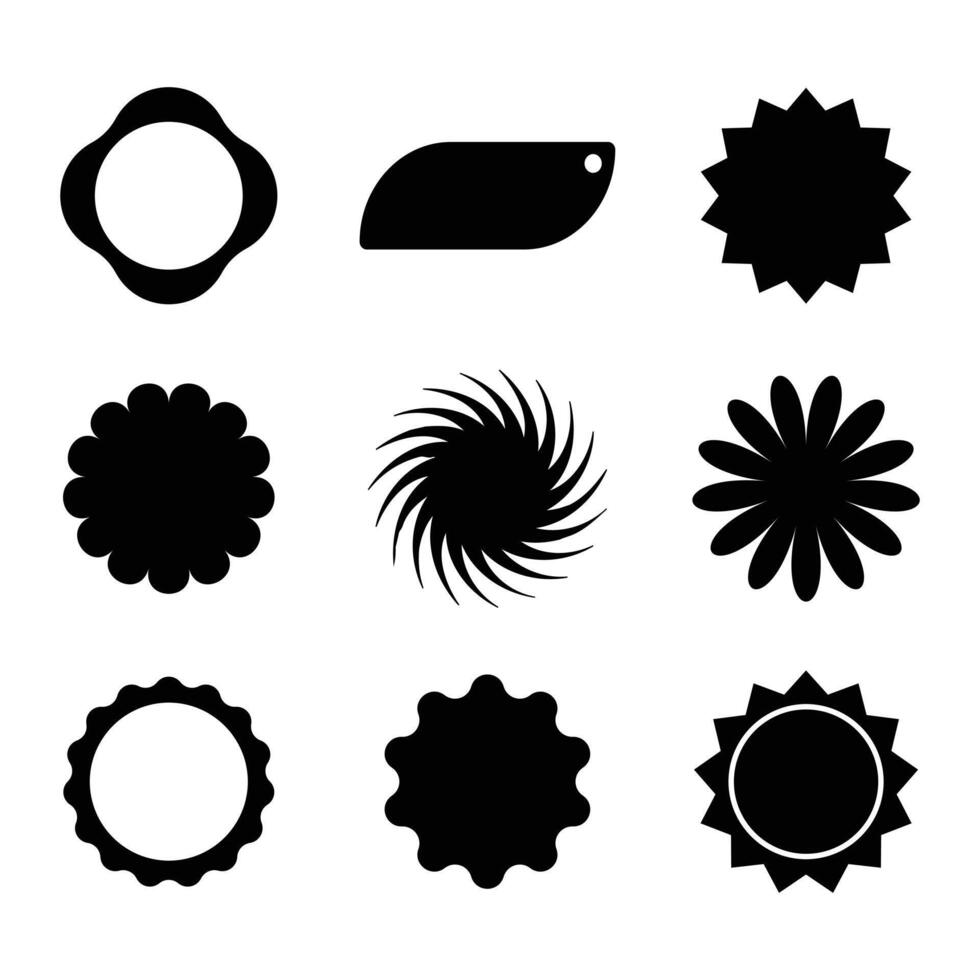 Black star and round badges labels set design vector