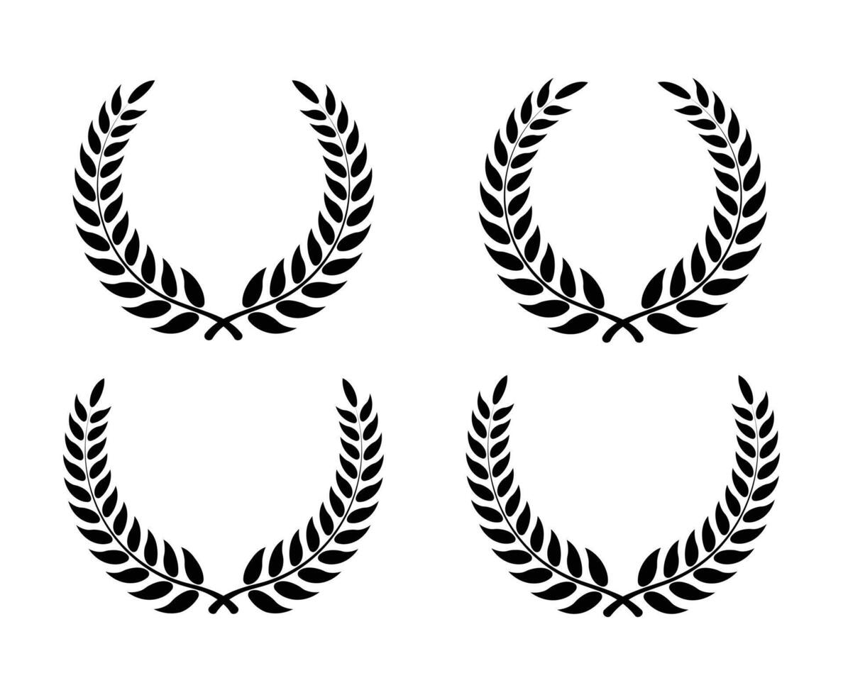 Round black leaf Laurel wheat foliate circular set vector