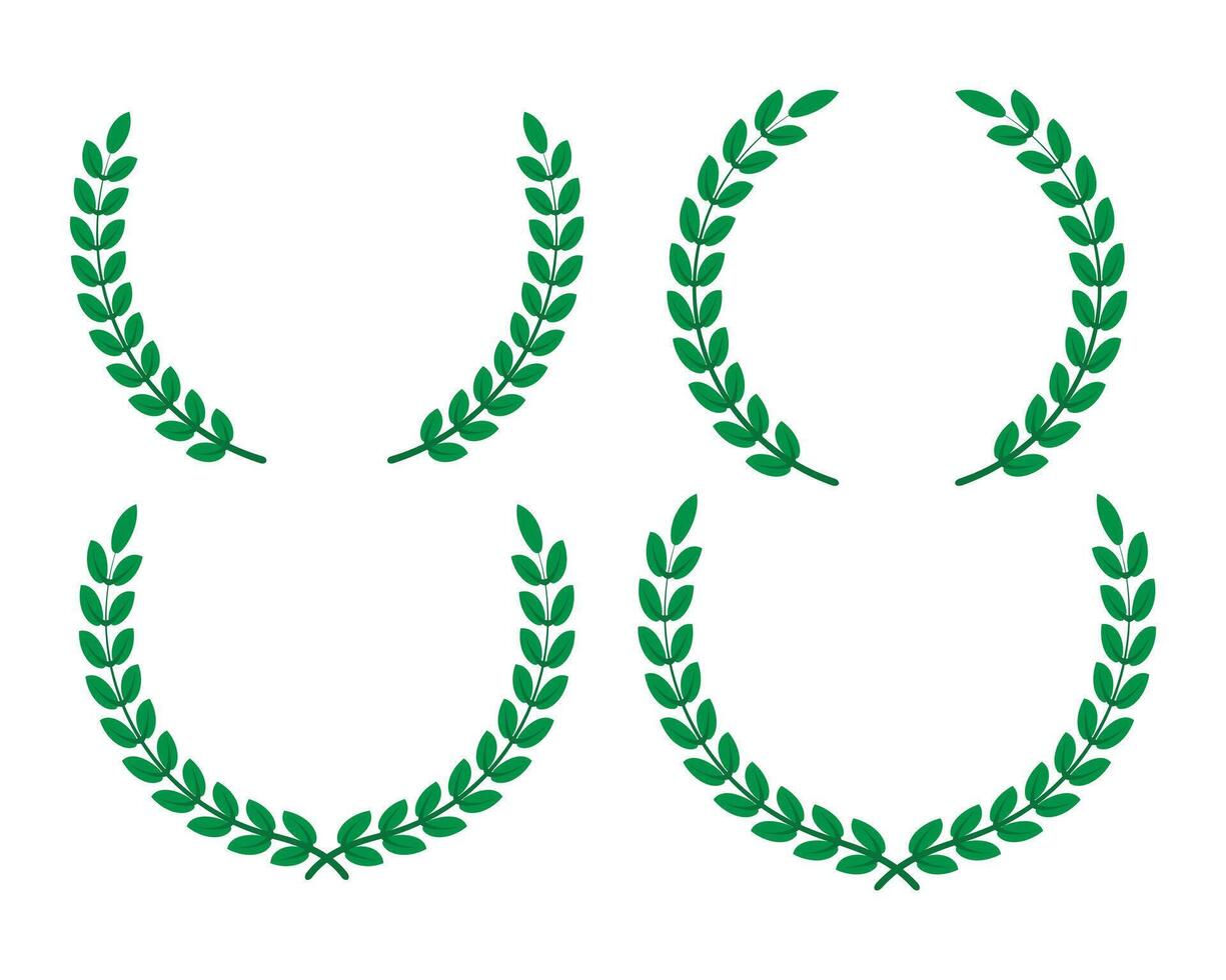 Round green leaf Laurel wheat foliate circular vector