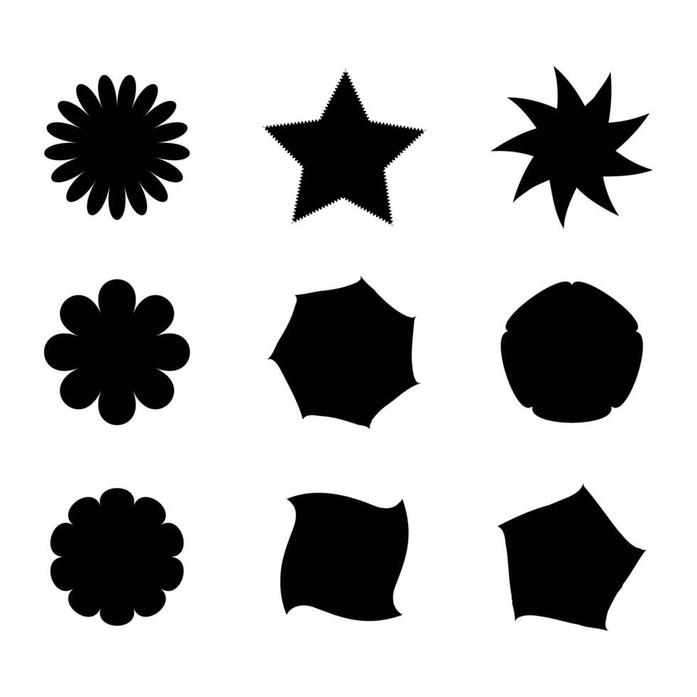 Set of black starburst badges promotional labels design vector