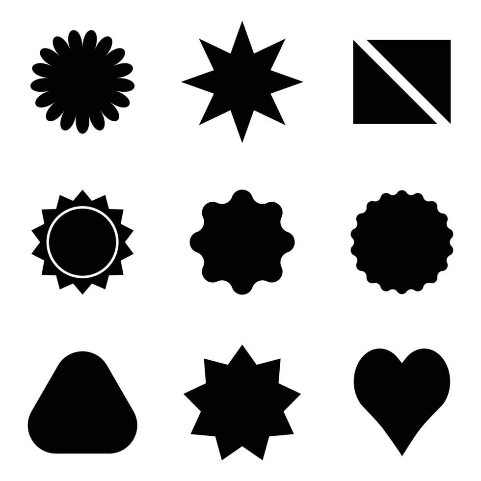 Black starburst badges promotional labels vector