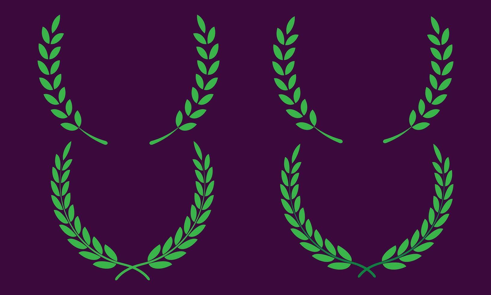Set of Green Greek Olive Branch Hand drawing Floral wreath set design vector