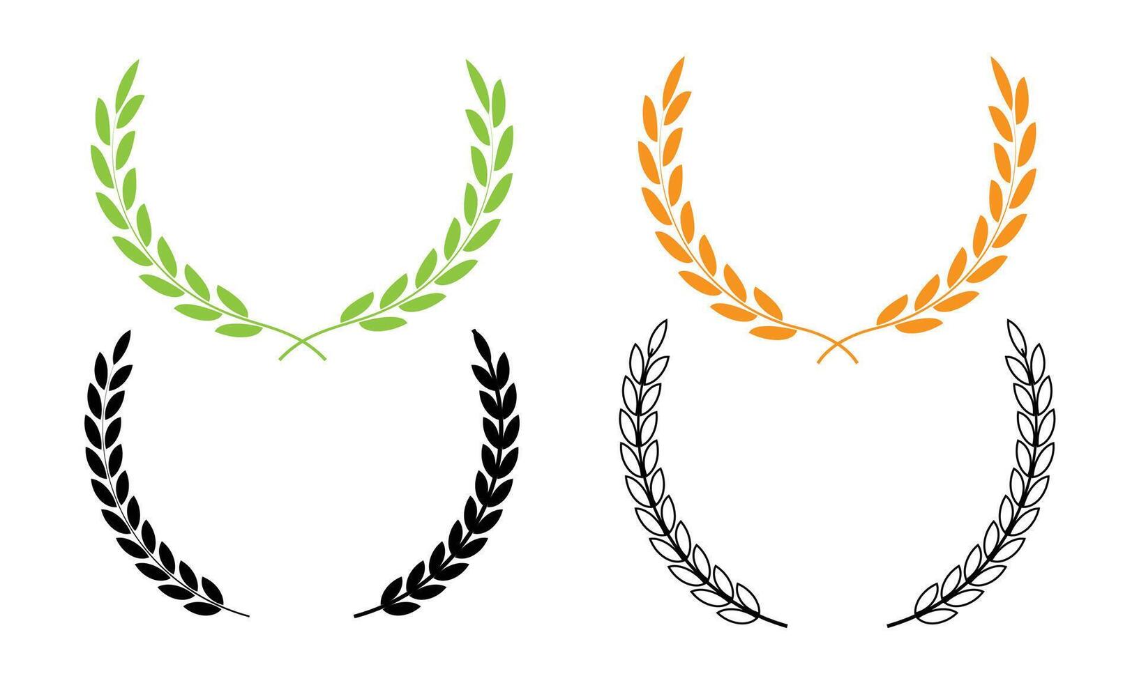 Colorful laurel leaf wreaths collection on a white background vector