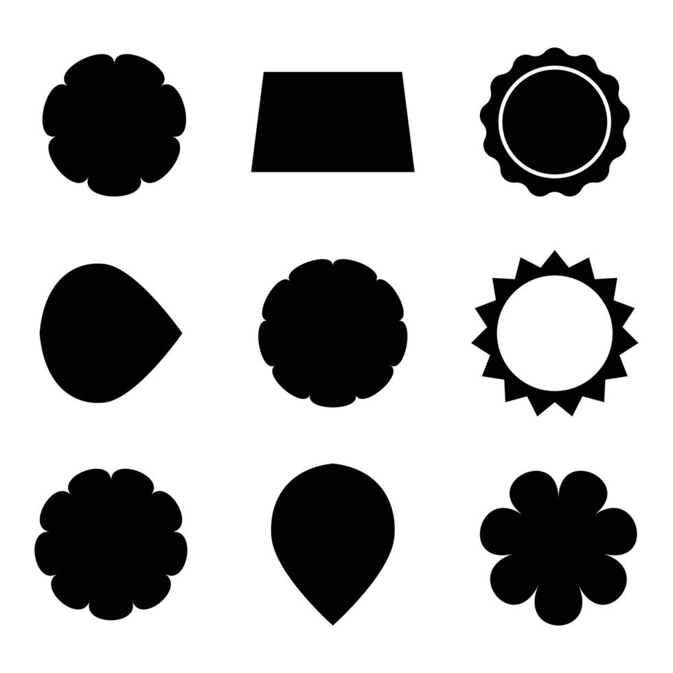 Black star badges labels set design vector