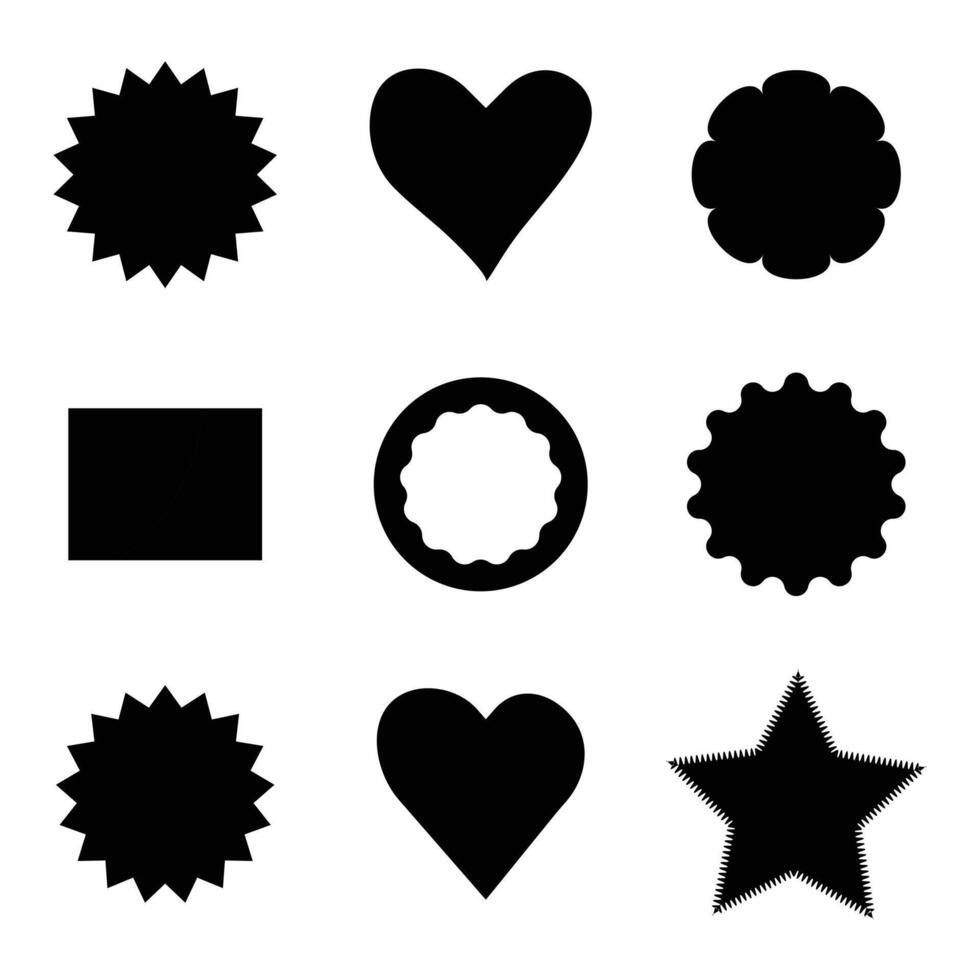 Collection of black trade labels and shape set vector