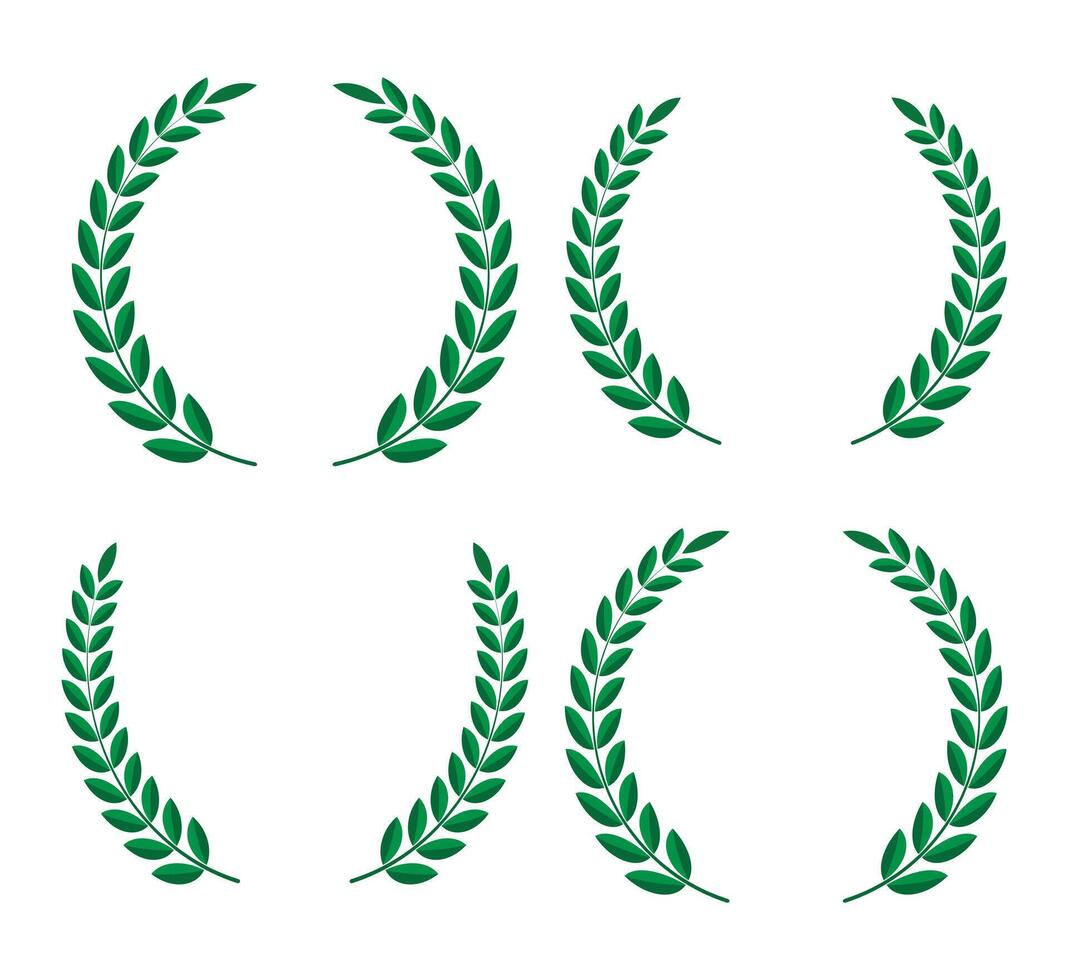Green decorative Greek Olive Branch Hand drawing Floral wreath design collection vector