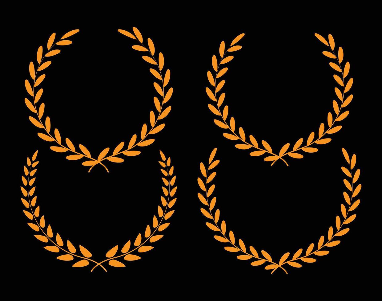 Golden laurel wreaths collection vector