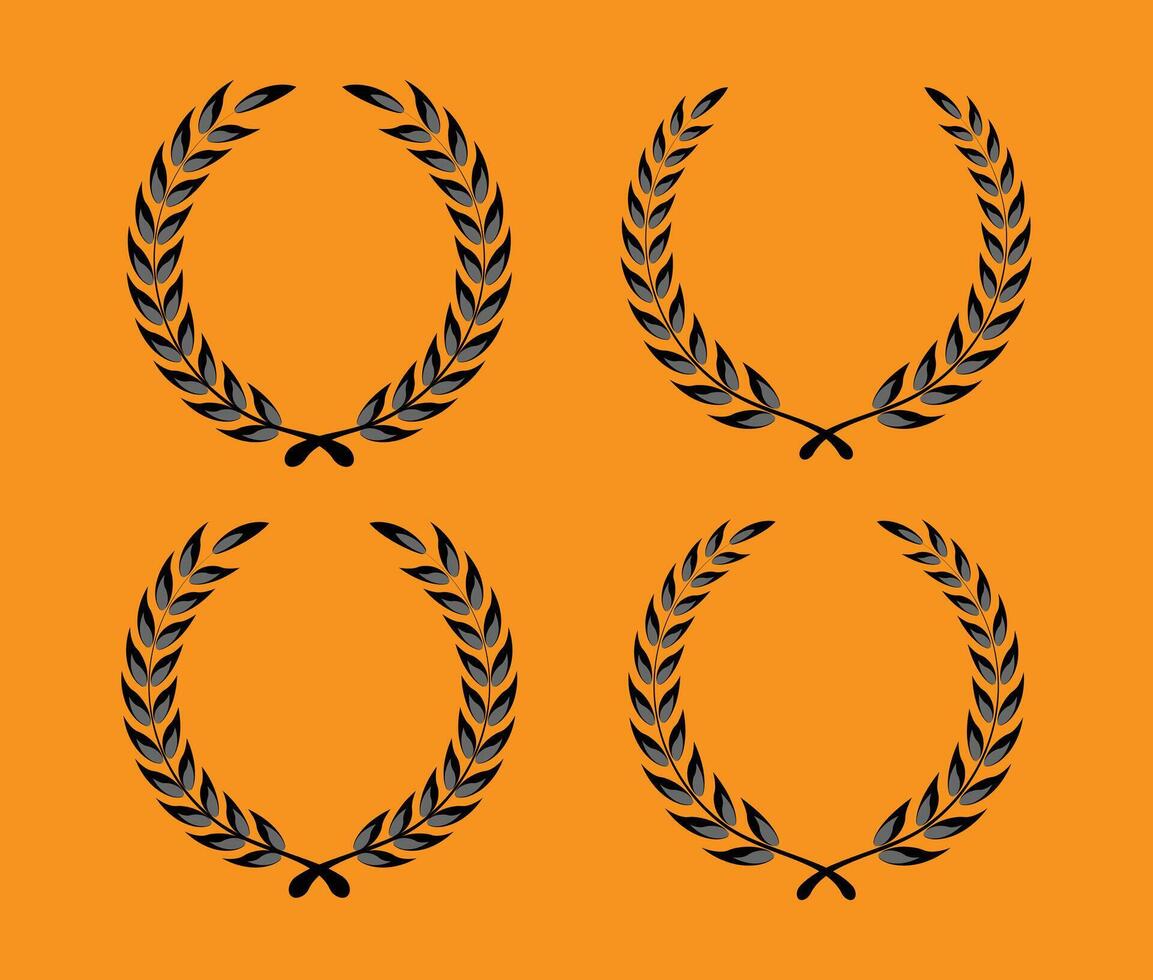 Decorative elements collection on orange background vector