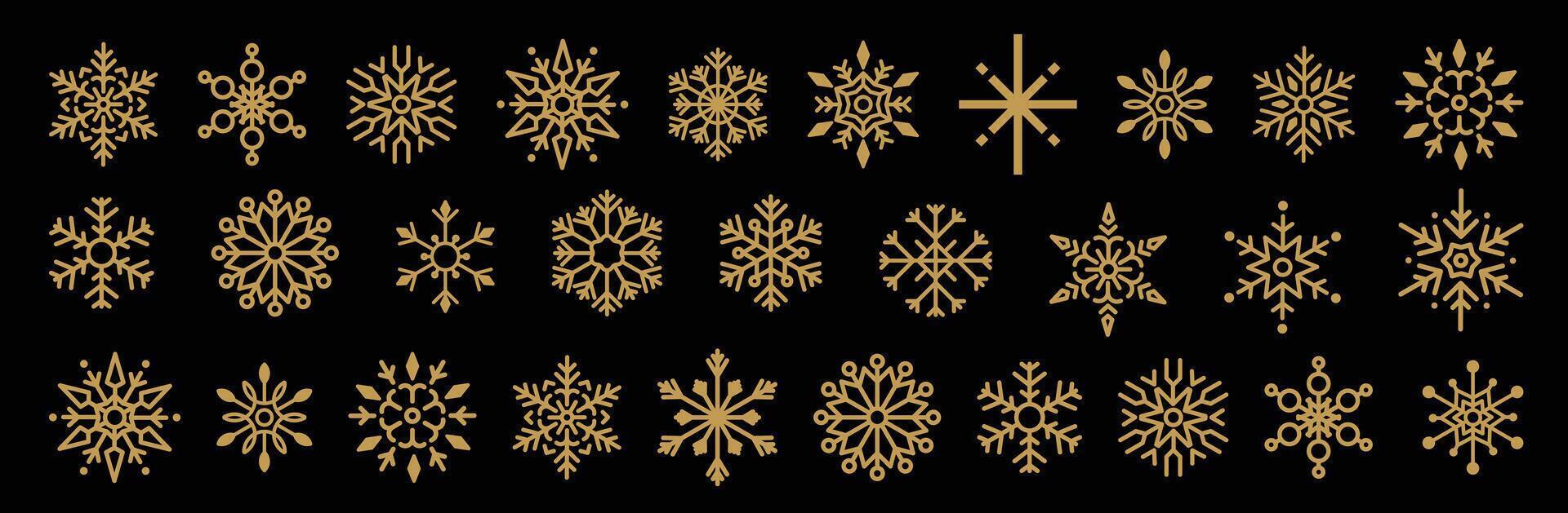 Snowflake Icon Set for Winter Designs vector