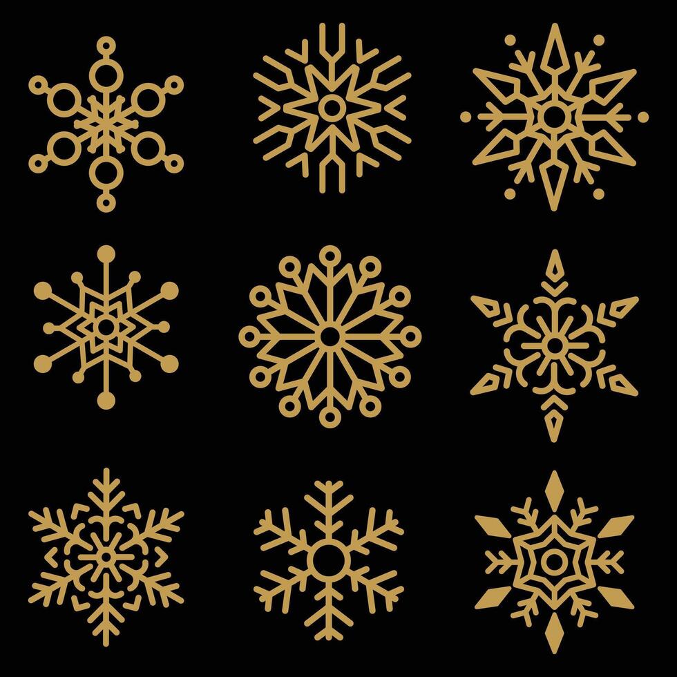 Minimalist Snowflake Icons Set vector