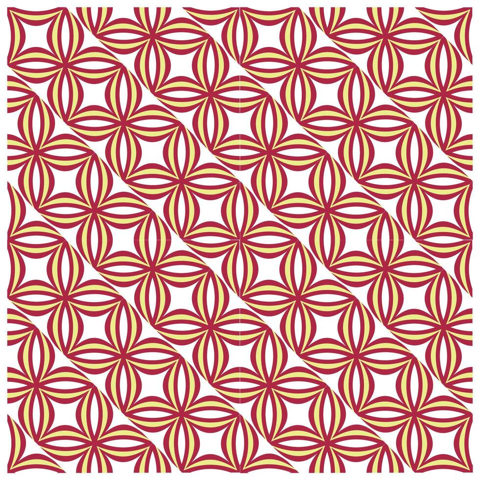 Pattern of overlapping floral shapes in red and cream, arranged diagonally for a decorative, geometric effect. vector