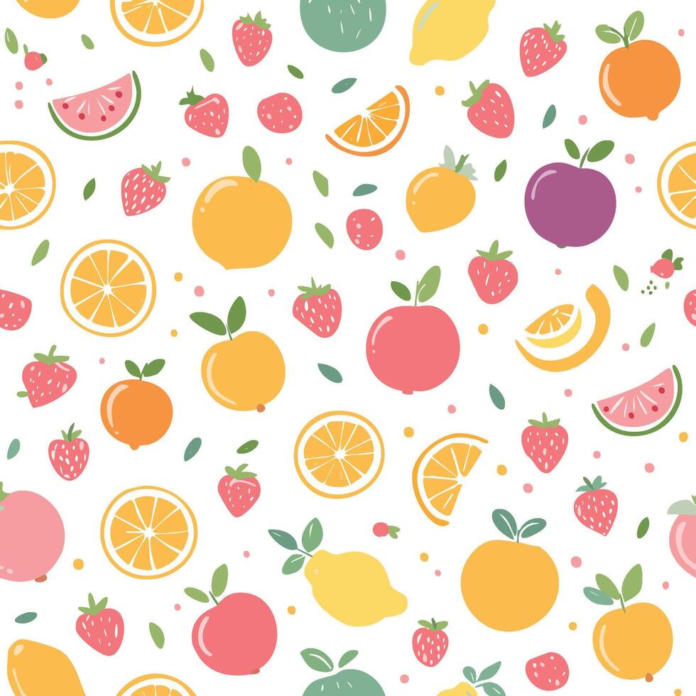 colorful fruits seamless pattern vector