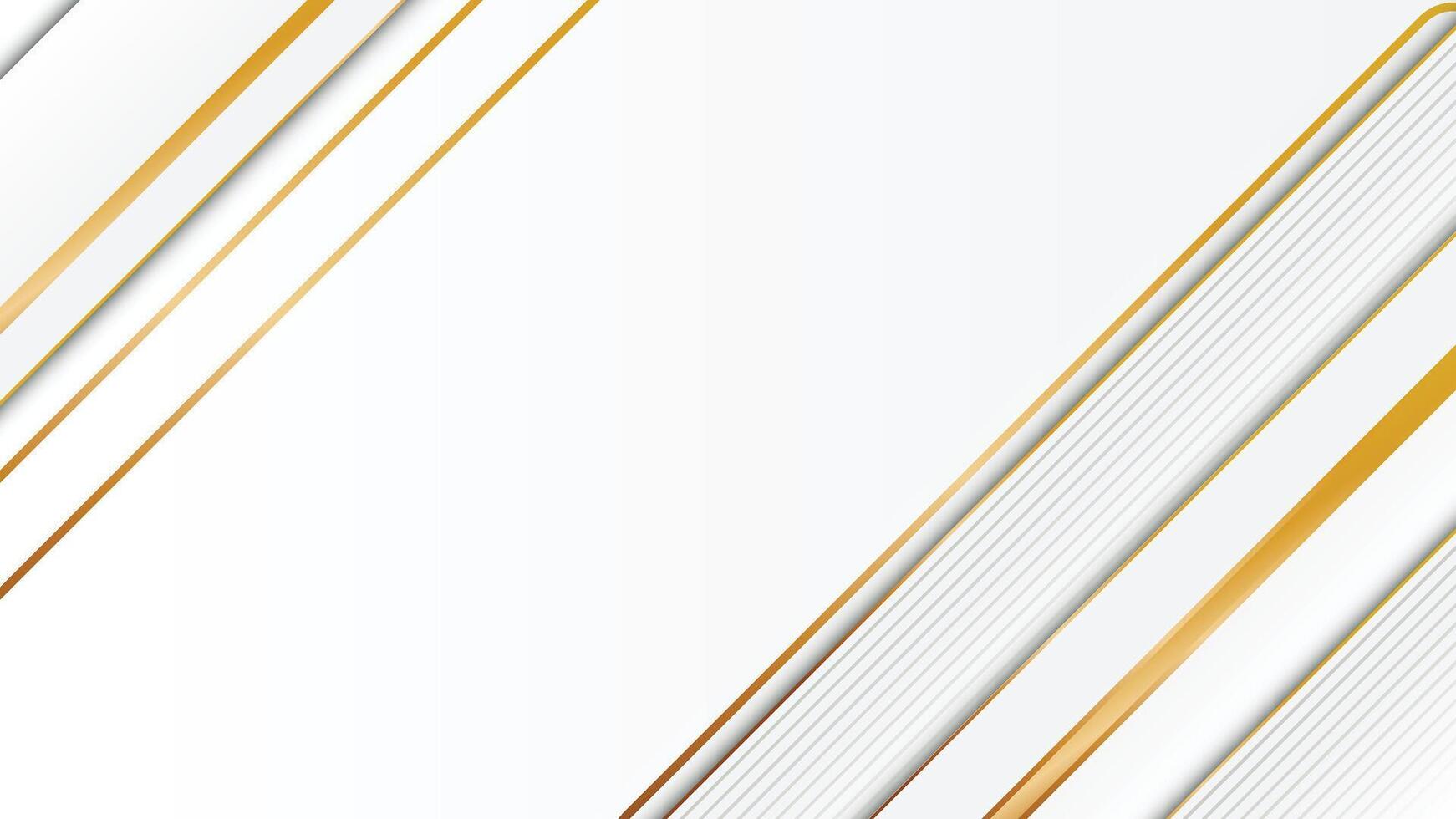 Sleek white and gold abstract design with diagonal lines, modern textures, and subtle typography elements. vector