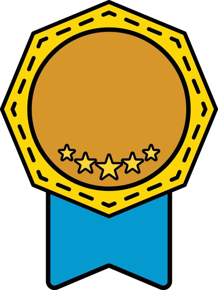 A octave shape medal with stars on it vector