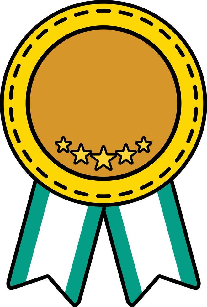 A circle medal with stars on it green ribbon white list vector