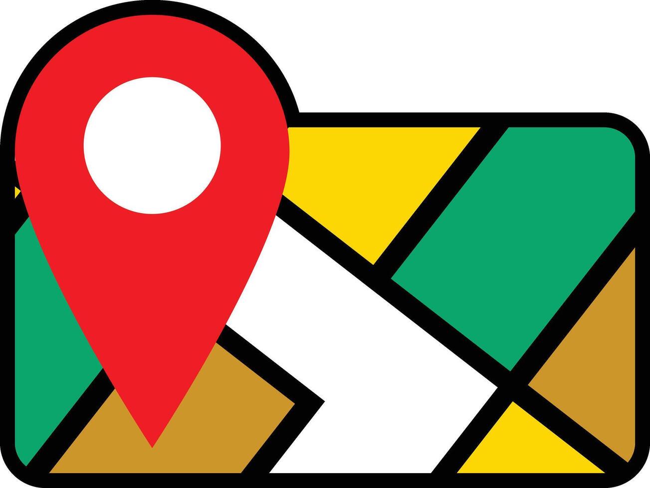 A map with a pin pointing to a location with horizontal form vector