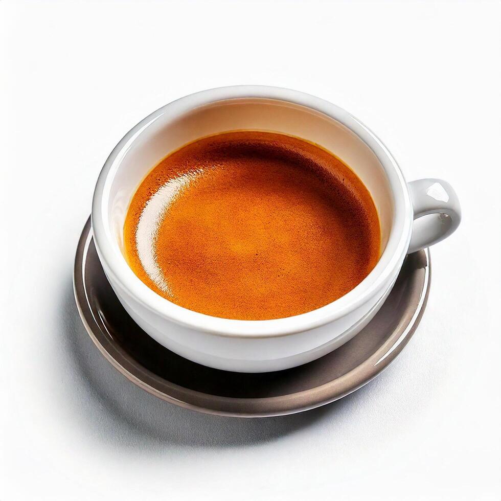 Coffee, angle perspective top view, isolated white background photo