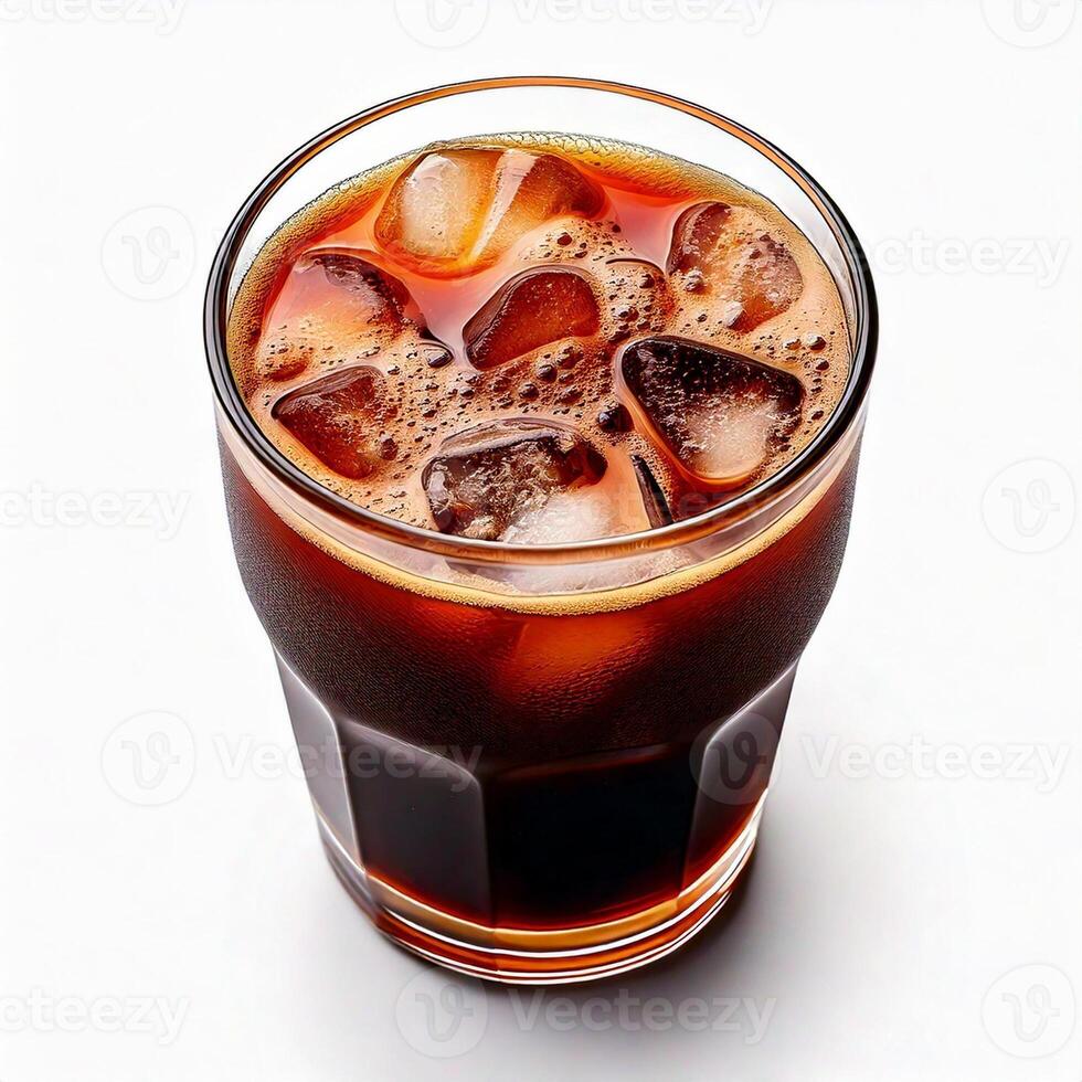 Cold brew coffee angle perspective top view, isolated white backgroud photo