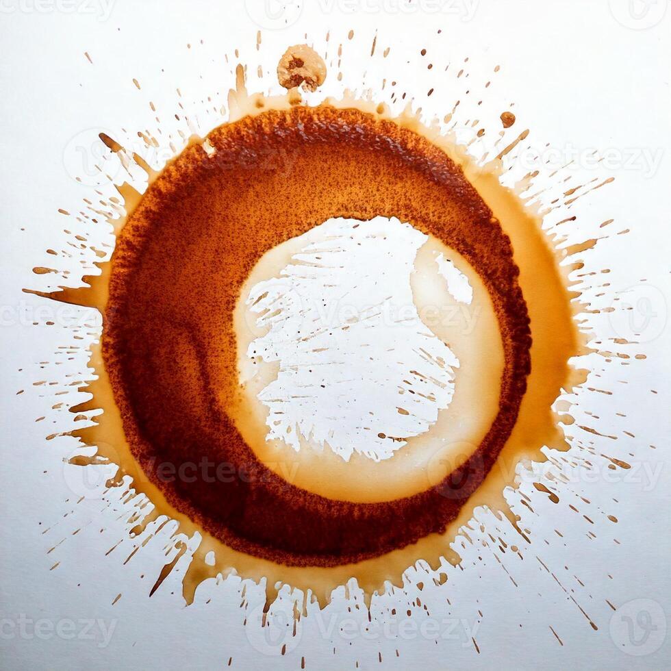 Coffee stain in a white light background photo