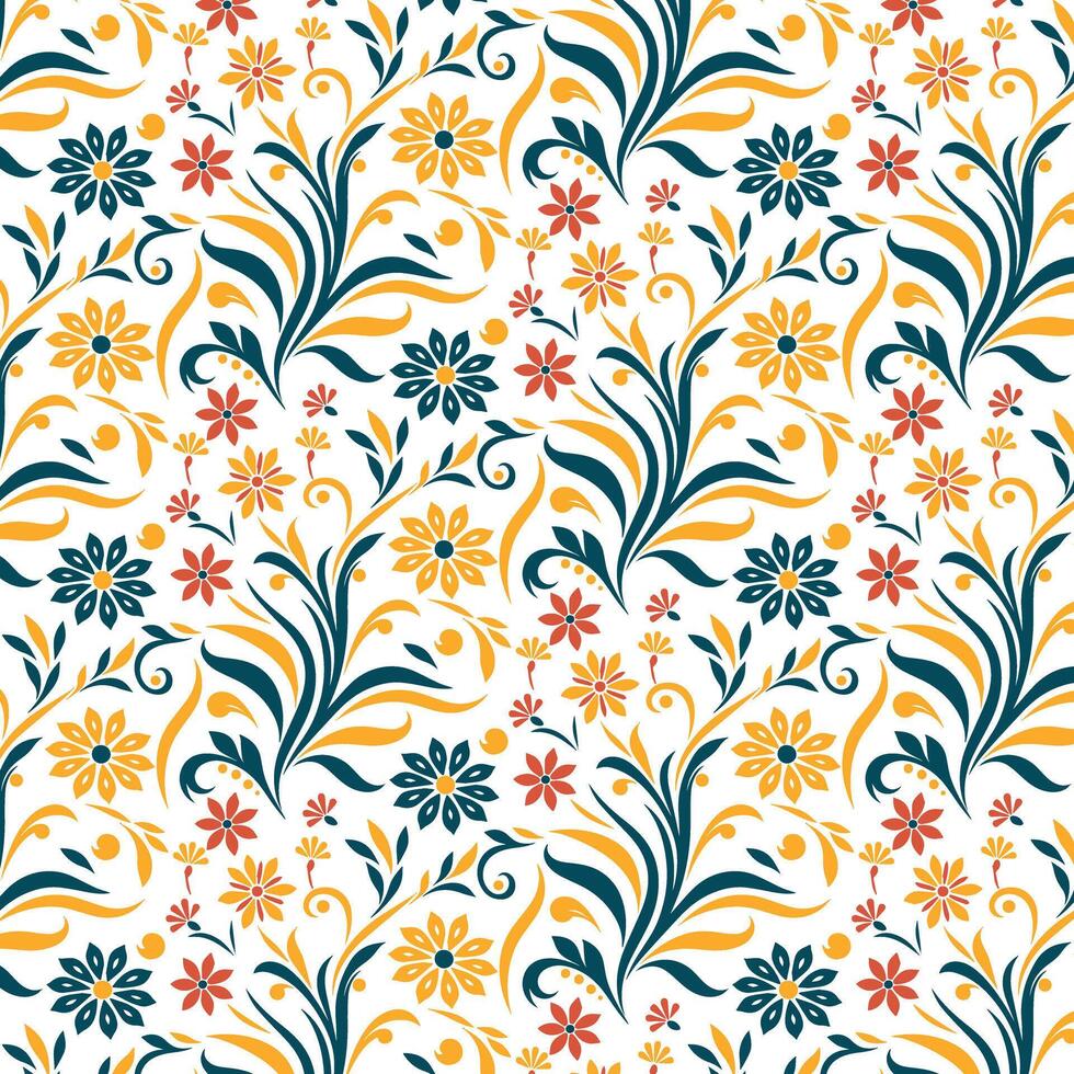 abstract floral texture with blooming flowers and botanical elements for fabric wallpaper and textiles vector