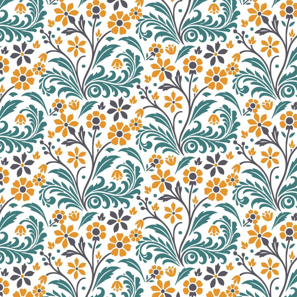 seamless wildflower pattern with blooming flowers and leaves for stylish fabric and decorative prints vector
