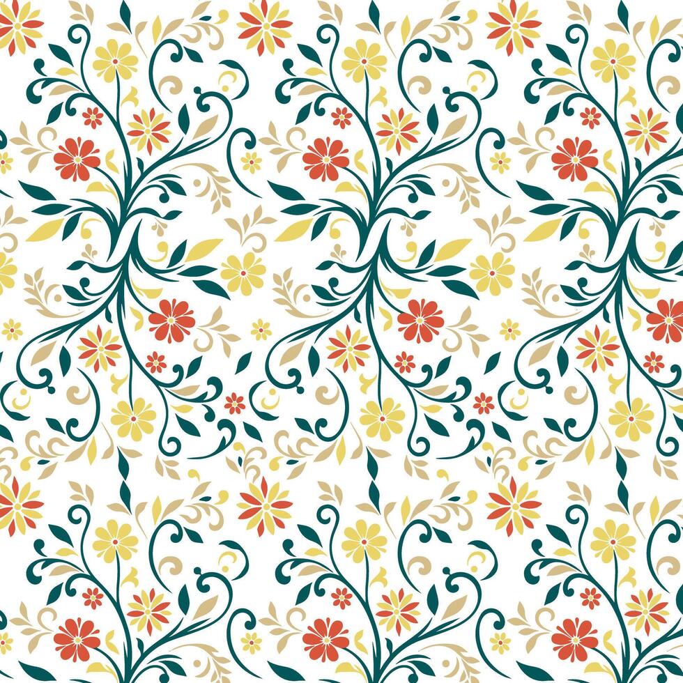 stylish seamless flower pattern with artistic botanical textures for wrapping paper fabric and accessories vector