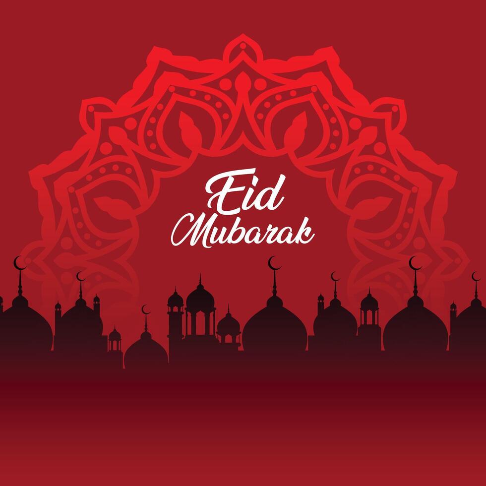 Arabic Ornamental Patterned red Background of Islamic Mosque, Design Greeting Card for Ramadan Kareem vector