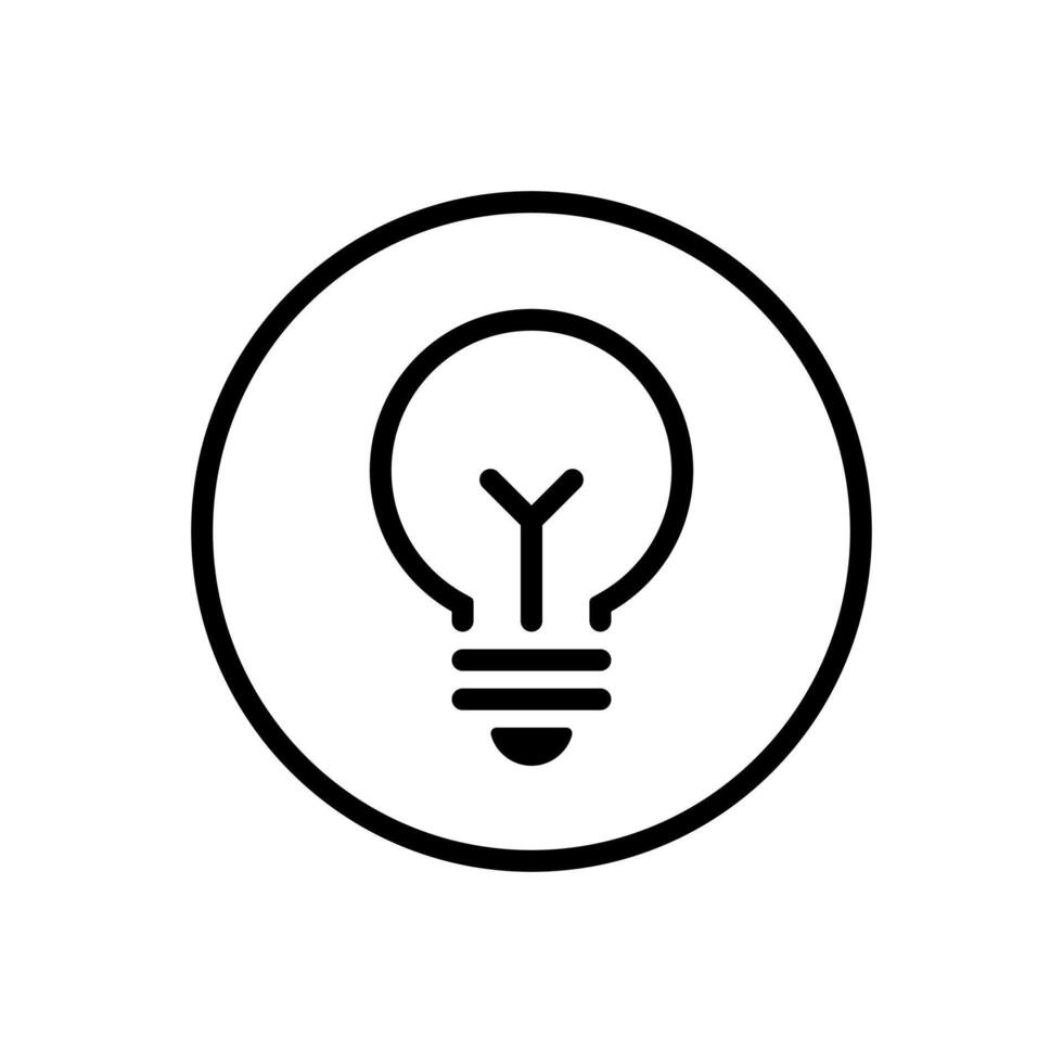 Light bulb, electric lamp icon isolated on circle line vector