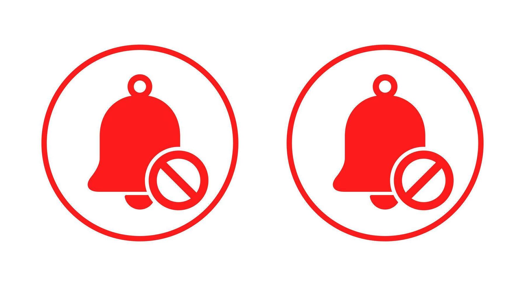 No bell prohibition icon on circle line. Notification forbidden sign symbol vector