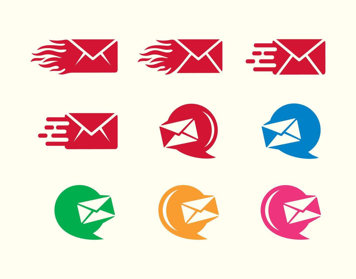 Chat Message and Mail logo icon design set vector