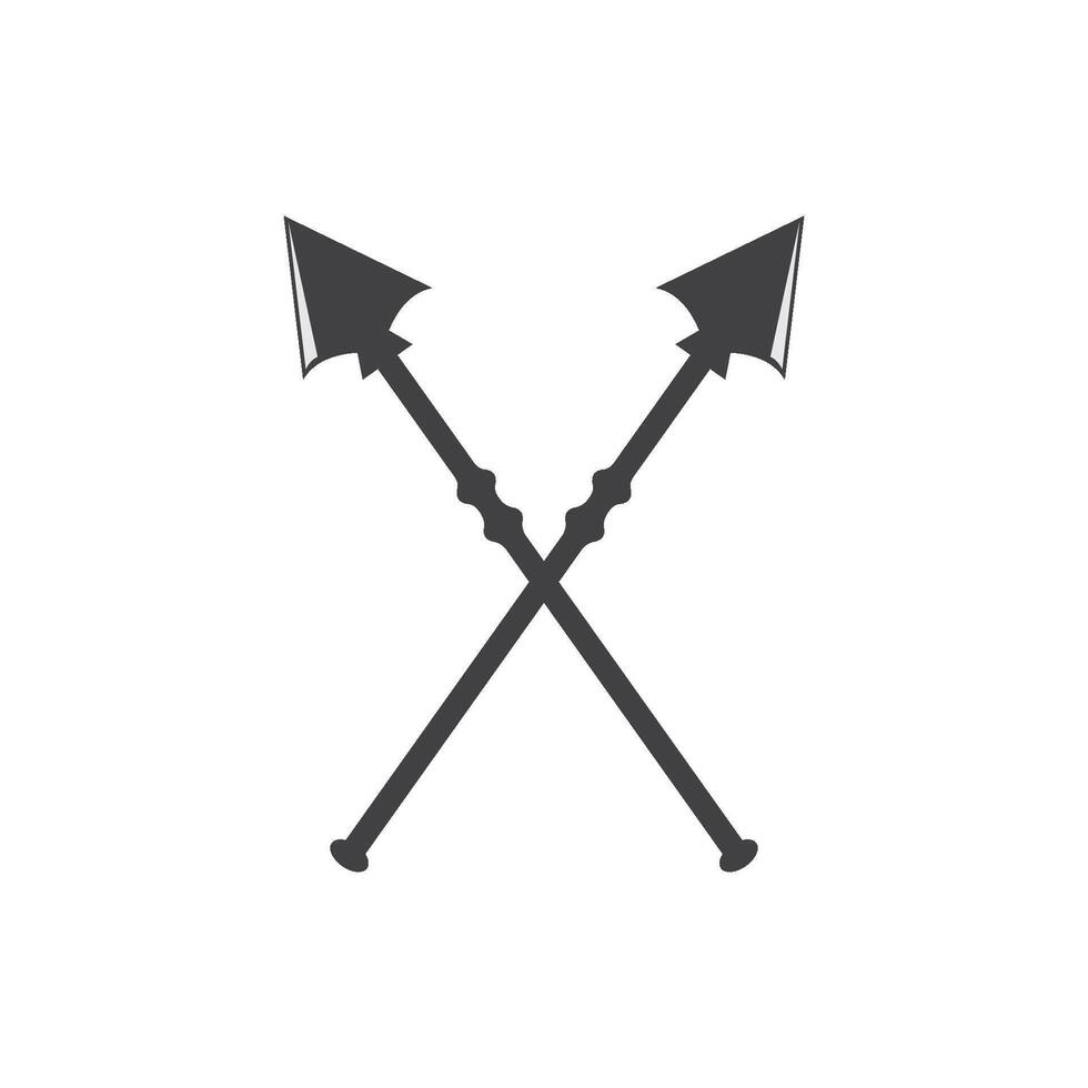 Black spears crossed icon vector