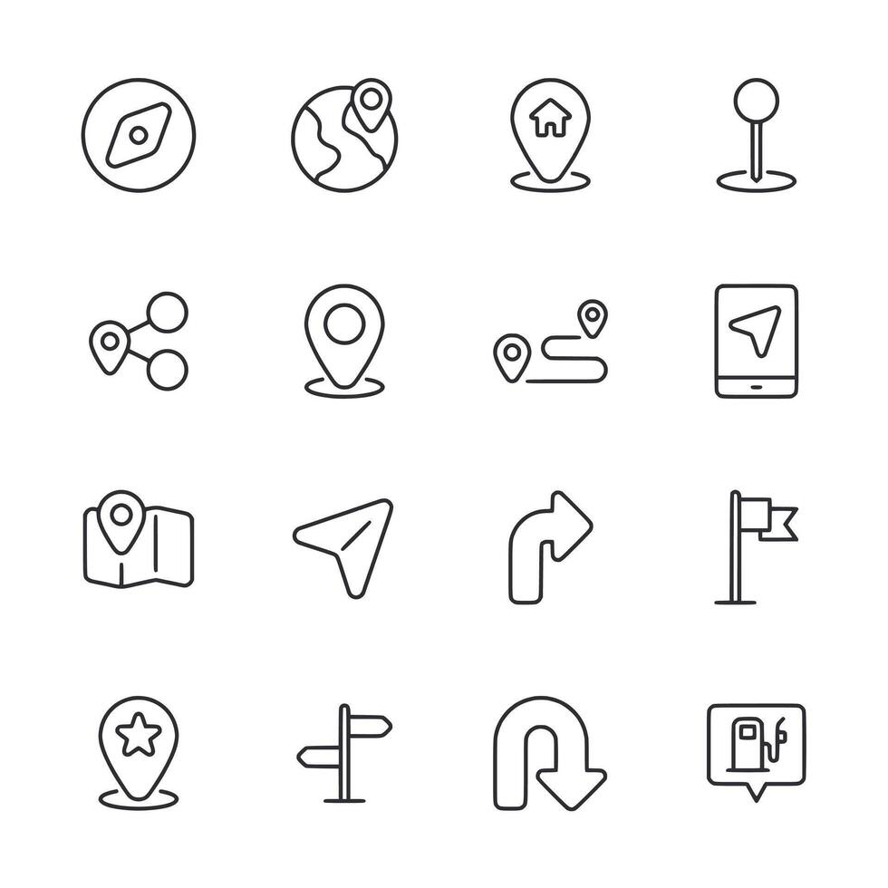 A set of icons for navigation and directions vector