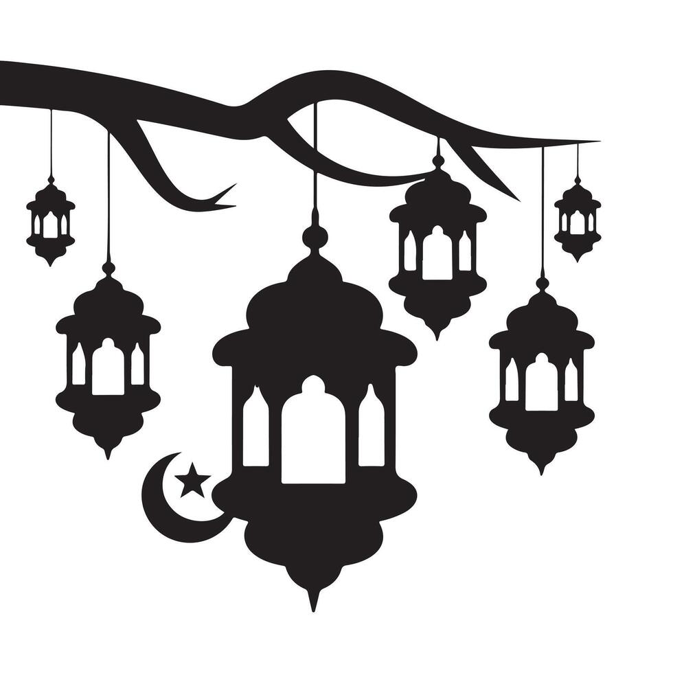 Traditional Ramadan Lantern Art on White Background vector