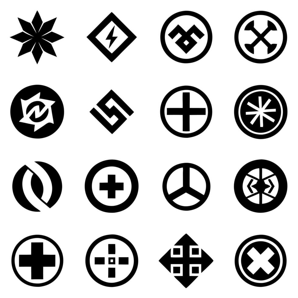 Black and White Geometric Symbols design vector
