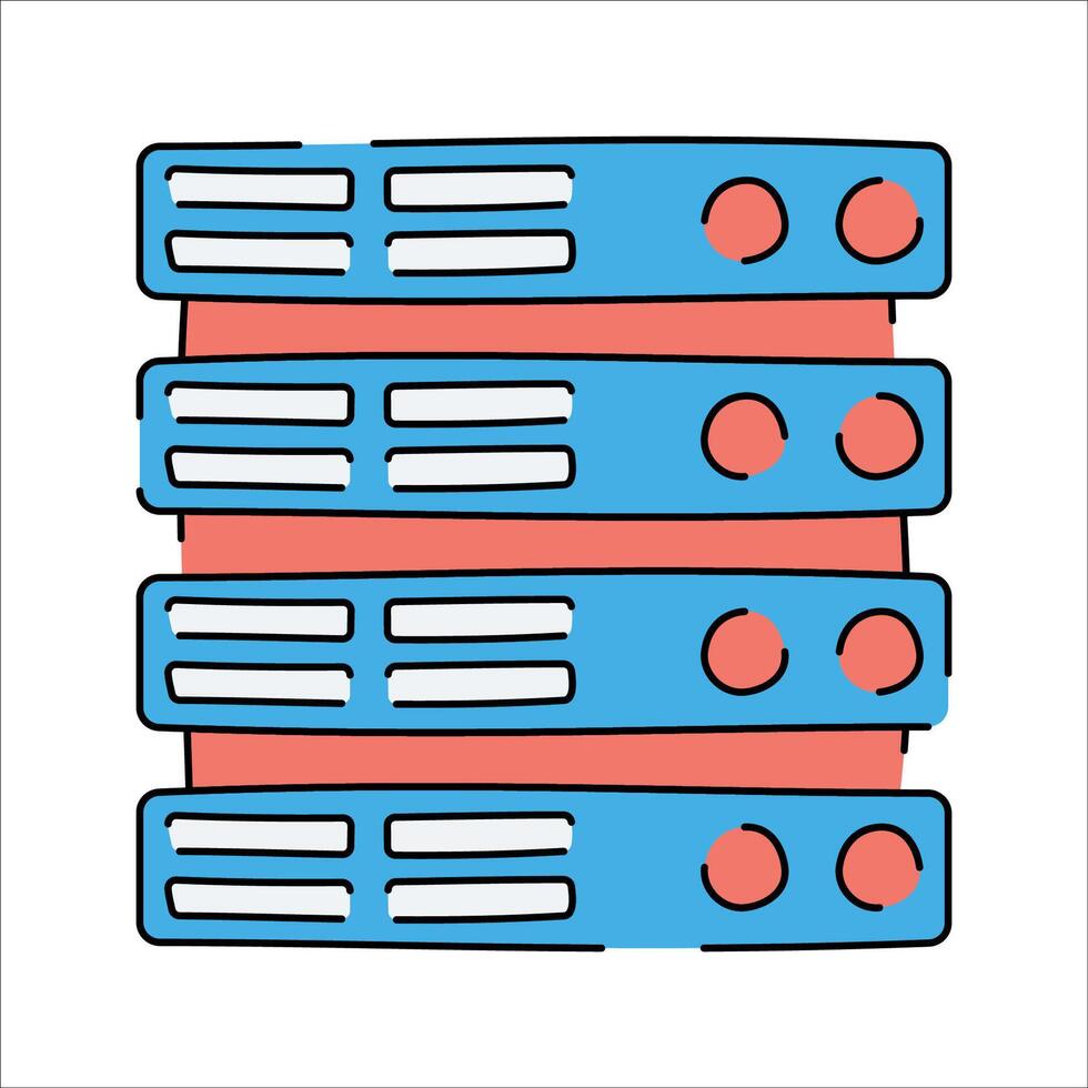Server Racks, Three stacked server units, representing web hosting or data storage. vector
