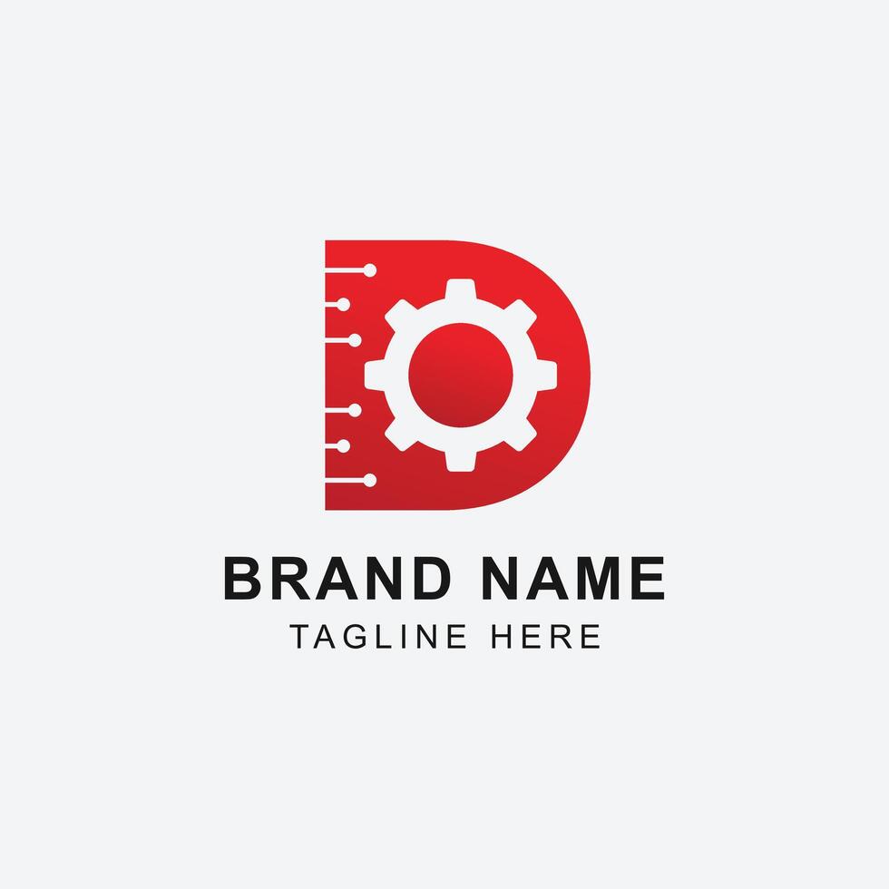 Letter D and Gear Dynamic Logo Design Combined Stock Design. Perfect for Engineering Logo vector