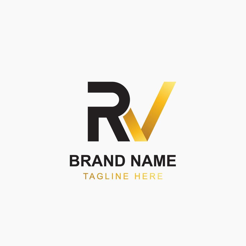 Modern letter RV with checklist logo design vector
