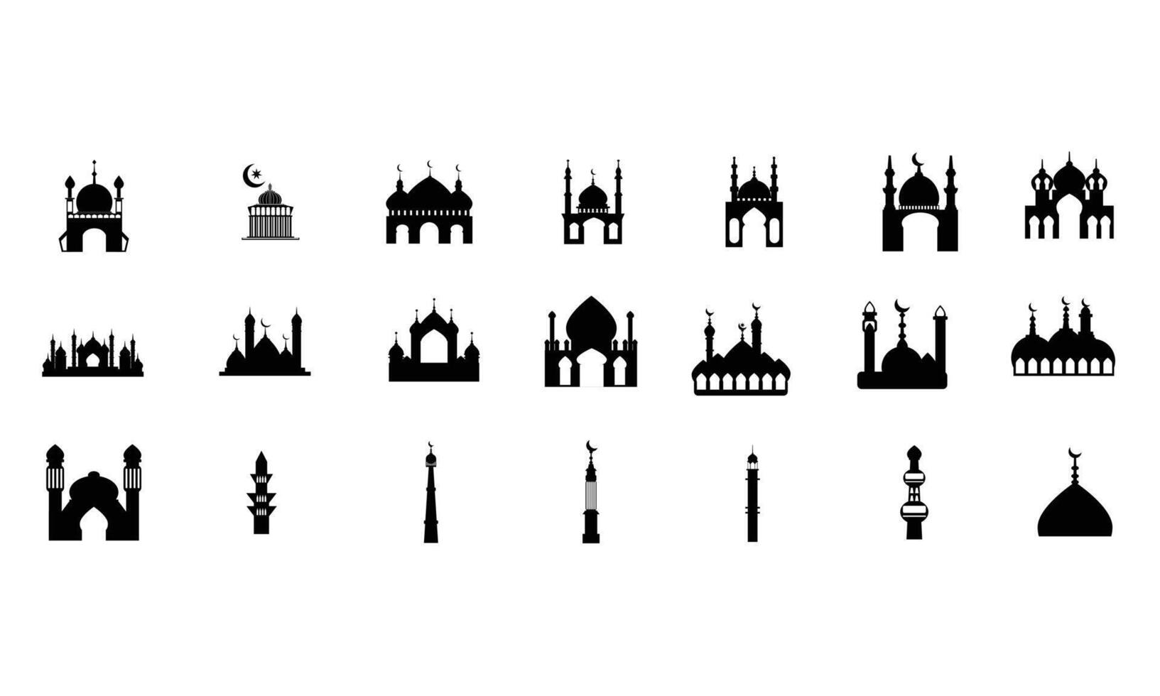 islamic mosque silhouette collection vector