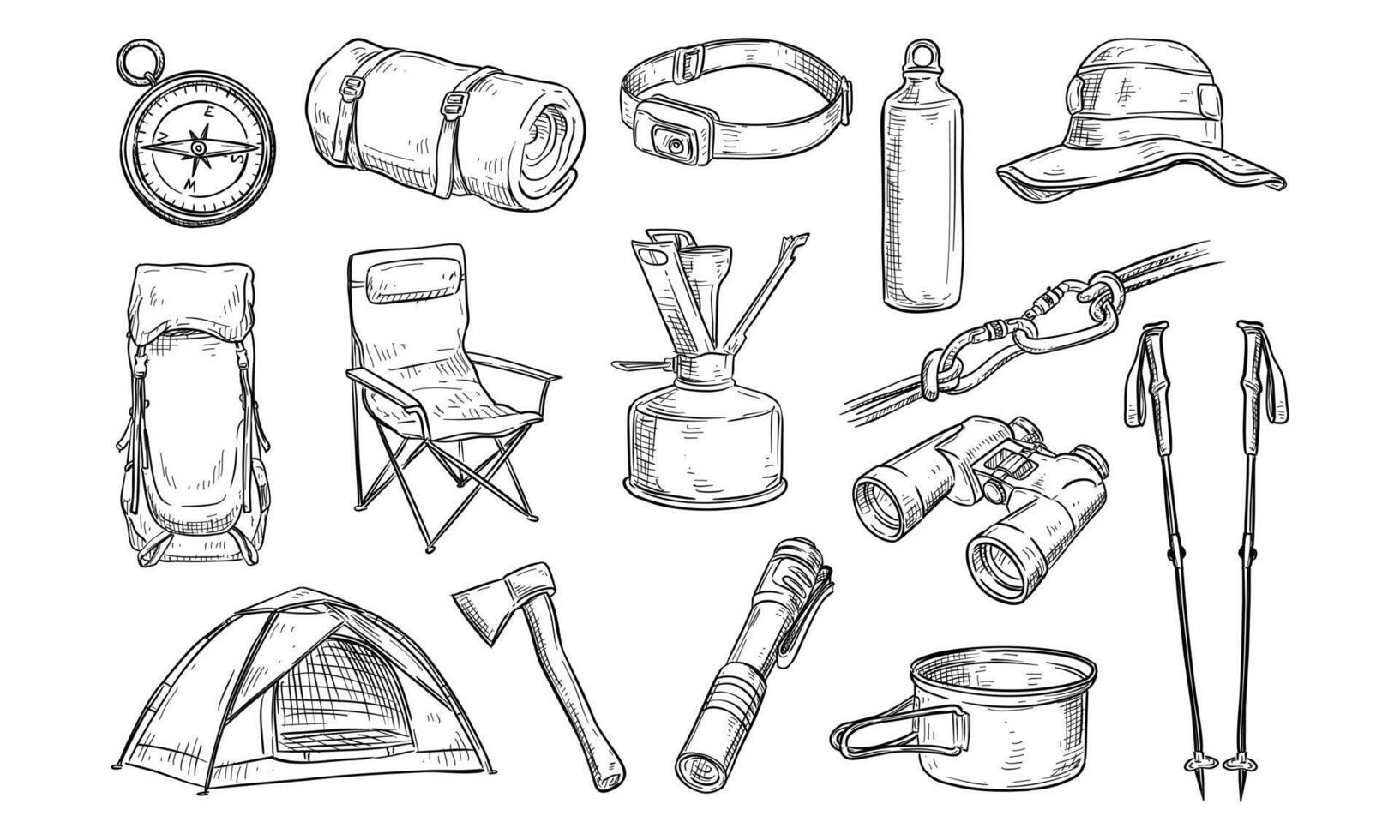 camping forest handdrawn collection vector