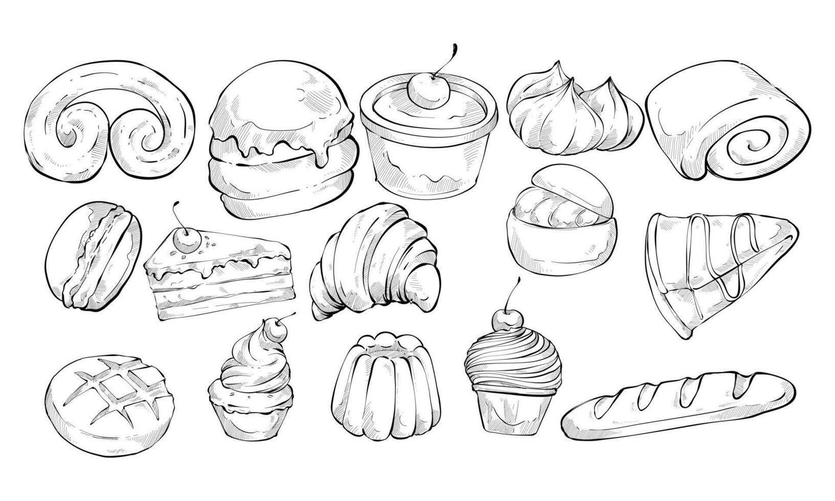 french sweet handdrawn collection vector