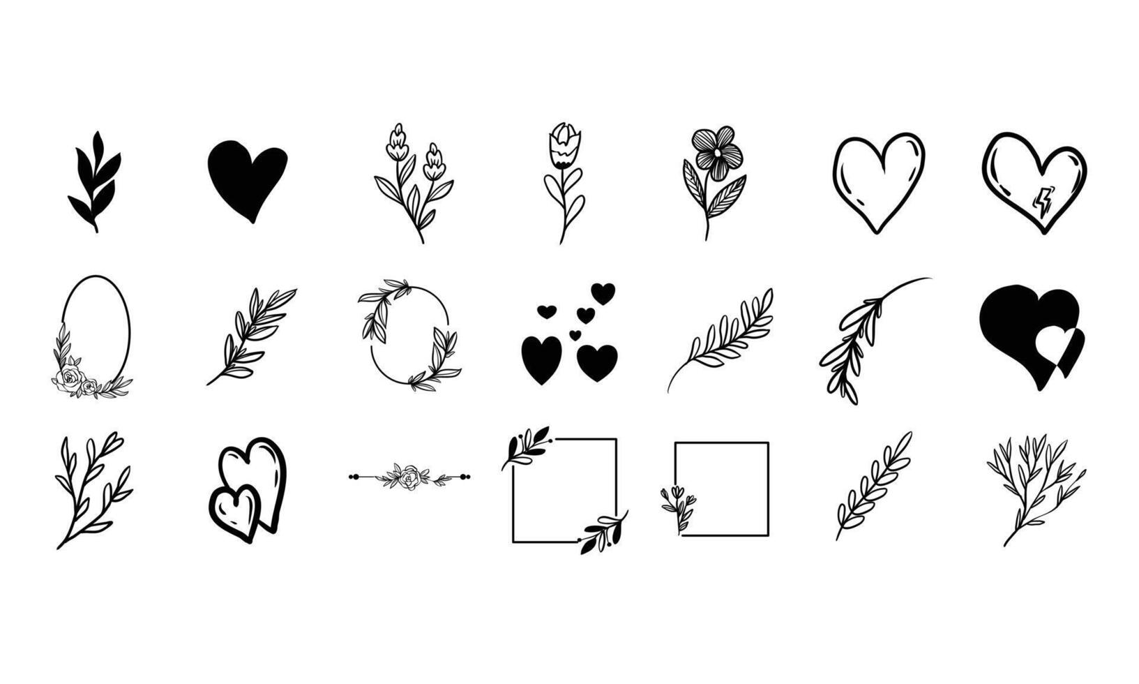 love sign and plant symbol doodle collection vector