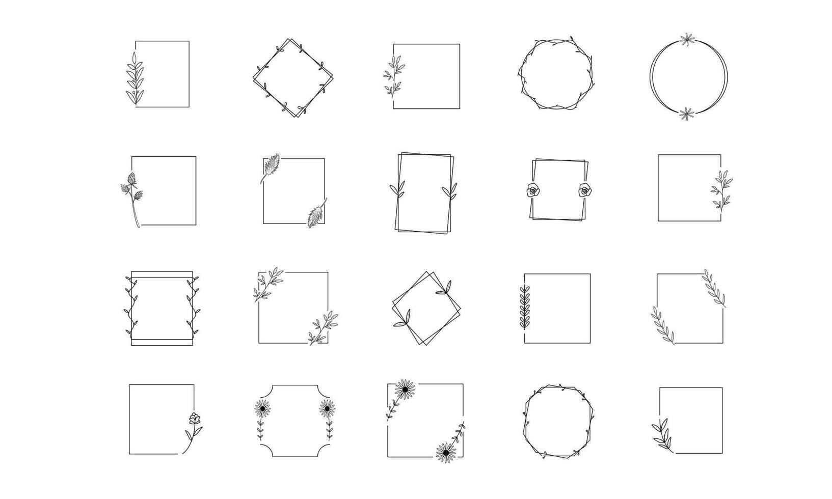 nature plant frames border handdrawn collection vector